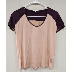 Patrizia Pepe 100% Silk Color block Short Sleeve Shirt Size Small
